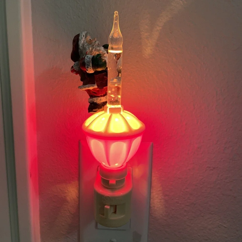 Qty 2 Roman Inc Vintage Holiday‎ Night Lights Tested Works Great-Snowman & Santa